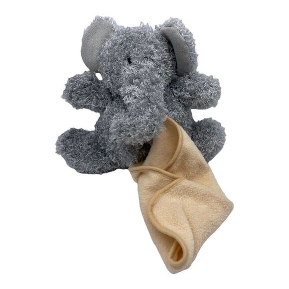 Stephan Baby Elephant Lovey Yellow Tummy attached Stomach Blanket Gray Plush - Picture 1 of 12